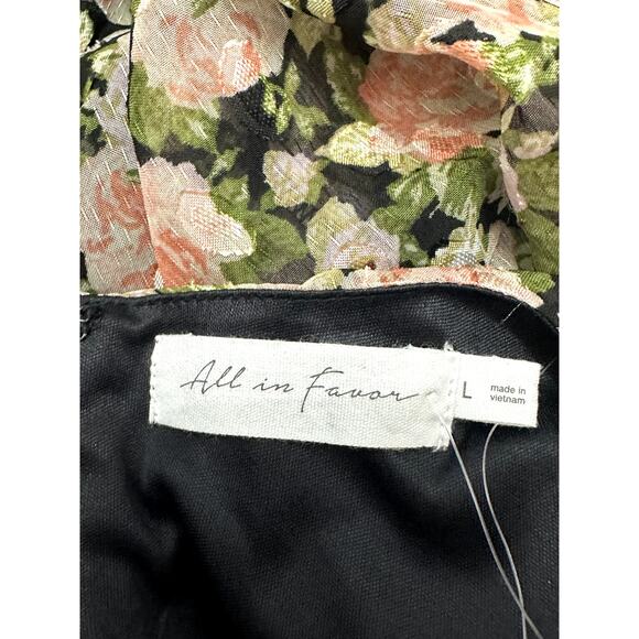 All In Favor Mini Dress Long Sleeves Zip Lined Floral Multi Color Women's L NWT - Picture 9 of 10